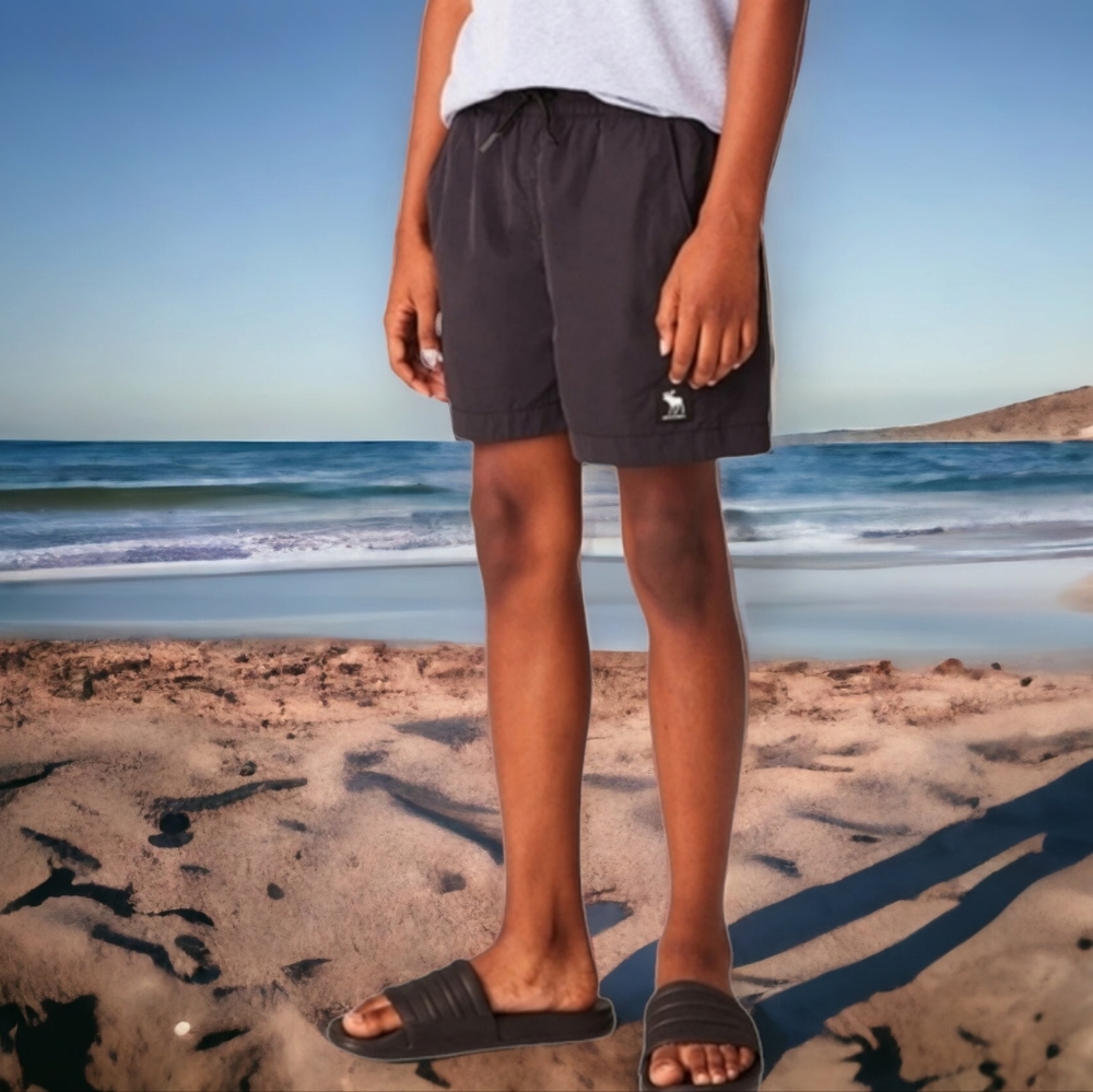 ABERCROMBIE & FITCH A&F Navy Blue Board Shorts Boys 11 12 Swim Trunks Bathing